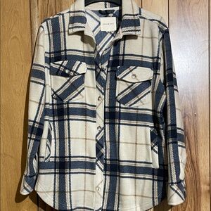 Thread & Supply Cream and Blue Plaid Shacket